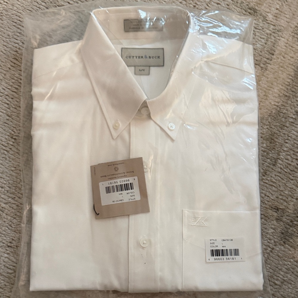 Cutter & Buck Men's Classic White Dress Shirt